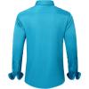 imageJVER Mens Dress Shirts Solid Long Sleeve Stretch WrinkleFree Formal Shirt Business Casual Button Down ShirtsDeep Sea