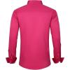 imageJVER Mens Dress Shirts Solid Long Sleeve Stretch WrinkleFree Formal Shirt Business Casual Button Down ShirtsHot Pink