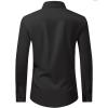 imageJVER Mens Dress Shirts Stretch Long Sleeve Formal Shirt Solid Business Casual Button Down Shirts for Wedding PromBlack
