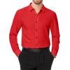 imageJVER Mens Dress Shirts Stretch Long Sleeve Formal Shirt Solid Business Casual Button Down Shirts for Wedding PromRed