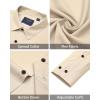 imageJVER Mens Dress Shirts Stretch Long Sleeve Formal Shirt Solid Business Casual Button Down Shirts for Wedding PromTan