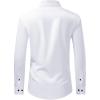 imageJVER Mens Dress Shirts Stretch Long Sleeve Formal Shirt Solid Business Casual Button Down Shirts for Wedding PromWhite