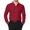 imageJVER Mens Dress Shirts Stretch Long Sleeve Formal Shirt Solid Business Casual Button Down Shirts for Wedding PromWine Red