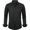imageJVER Mens Dress Shirts Solid Long Sleeve Stretch WrinkleFree Formal Shirt Business Casual Button Down ShirtsBlack