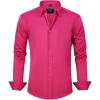 imageJVER Mens Dress Shirts Solid Long Sleeve Stretch WrinkleFree Formal Shirt Business Casual Button Down ShirtsHot Pink