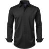imageJVER Mens Dress Shirts Stretch Long Sleeve Formal Shirt Solid Business Casual Button Down Shirts for Wedding PromBlack