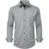imageJVER Mens Dress Shirts Stretch Long Sleeve Formal Shirt Solid Business Casual Button Down Shirts for Wedding PromSilver Grey