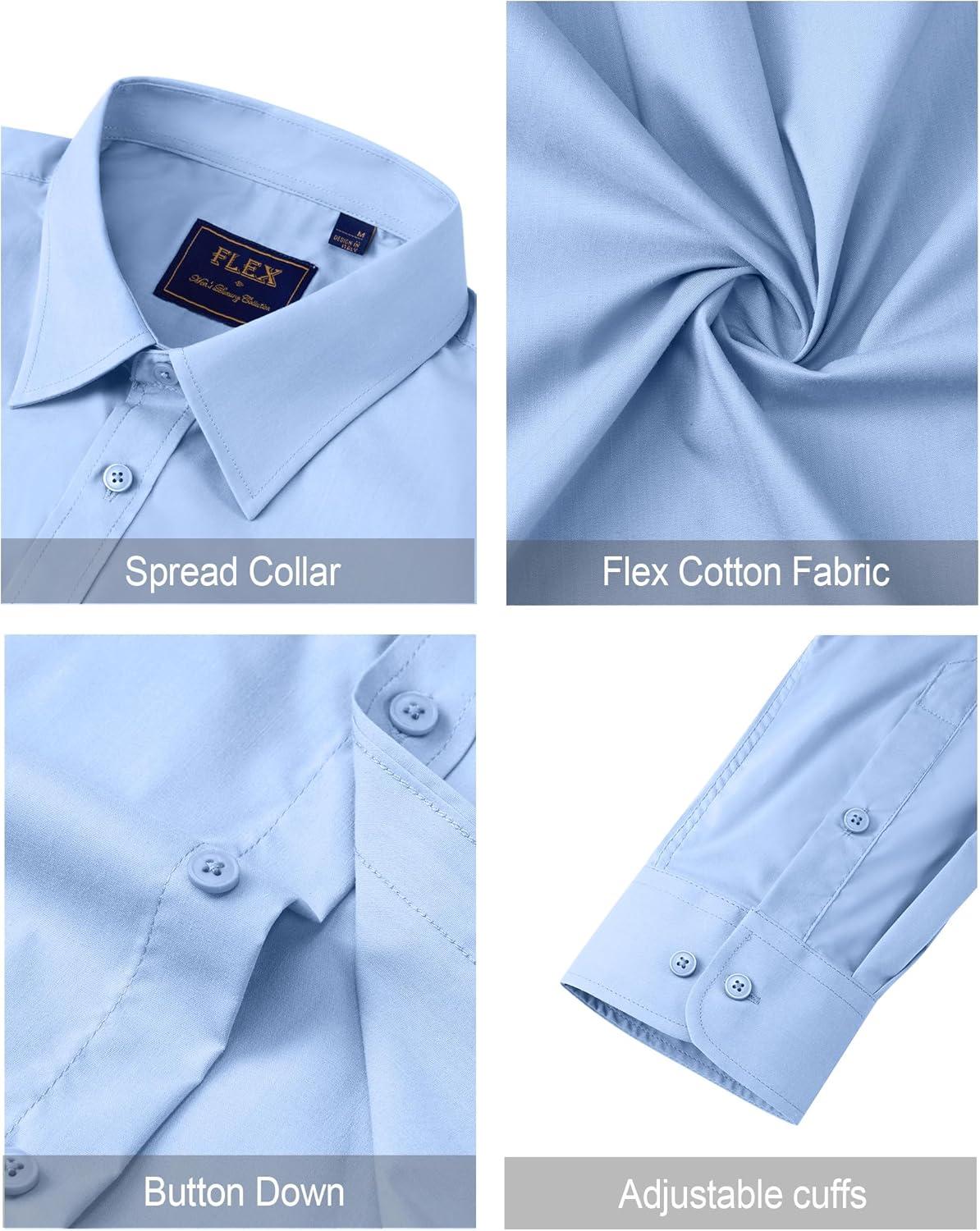 imageJVER Mens Dress Shirts Stretch Stain Shield Long Sleeve Solid Formal Shirt Business Casual Button Down ShirtsBlue
