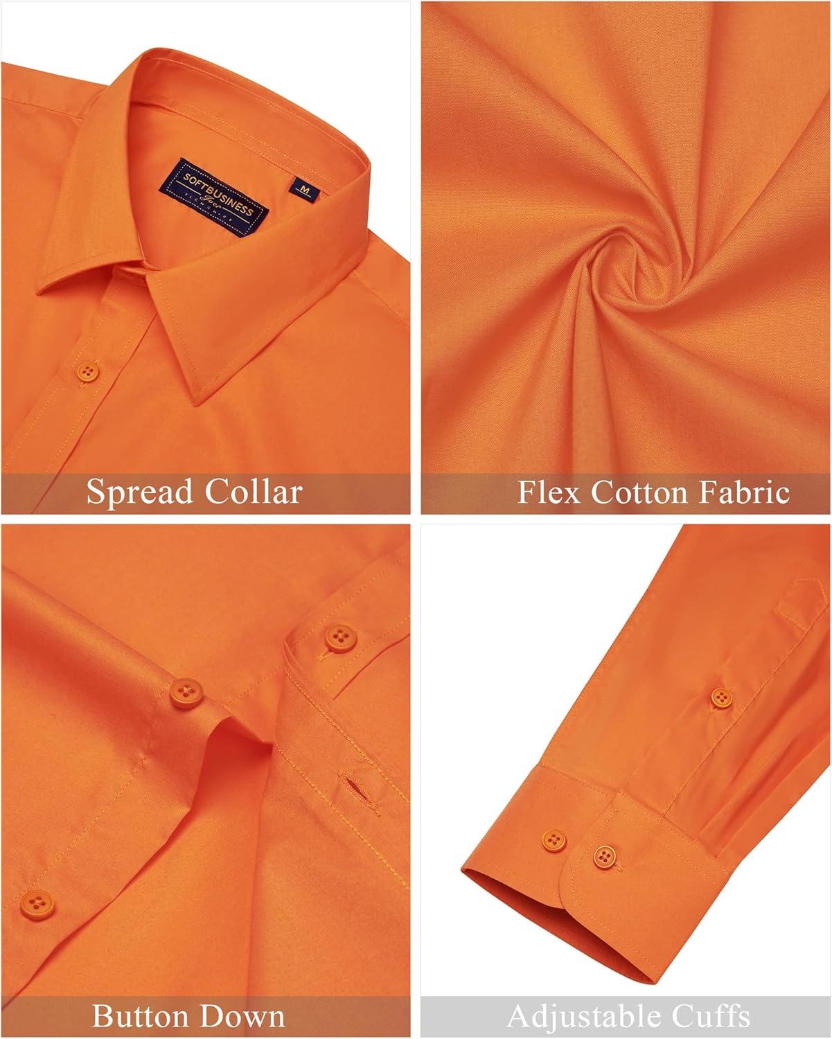 imageJVER Mens Dress Shirts Stretch Stain Shield Long Sleeve Solid Formal Shirt Business Casual Button Down ShirtsBurnt Orange