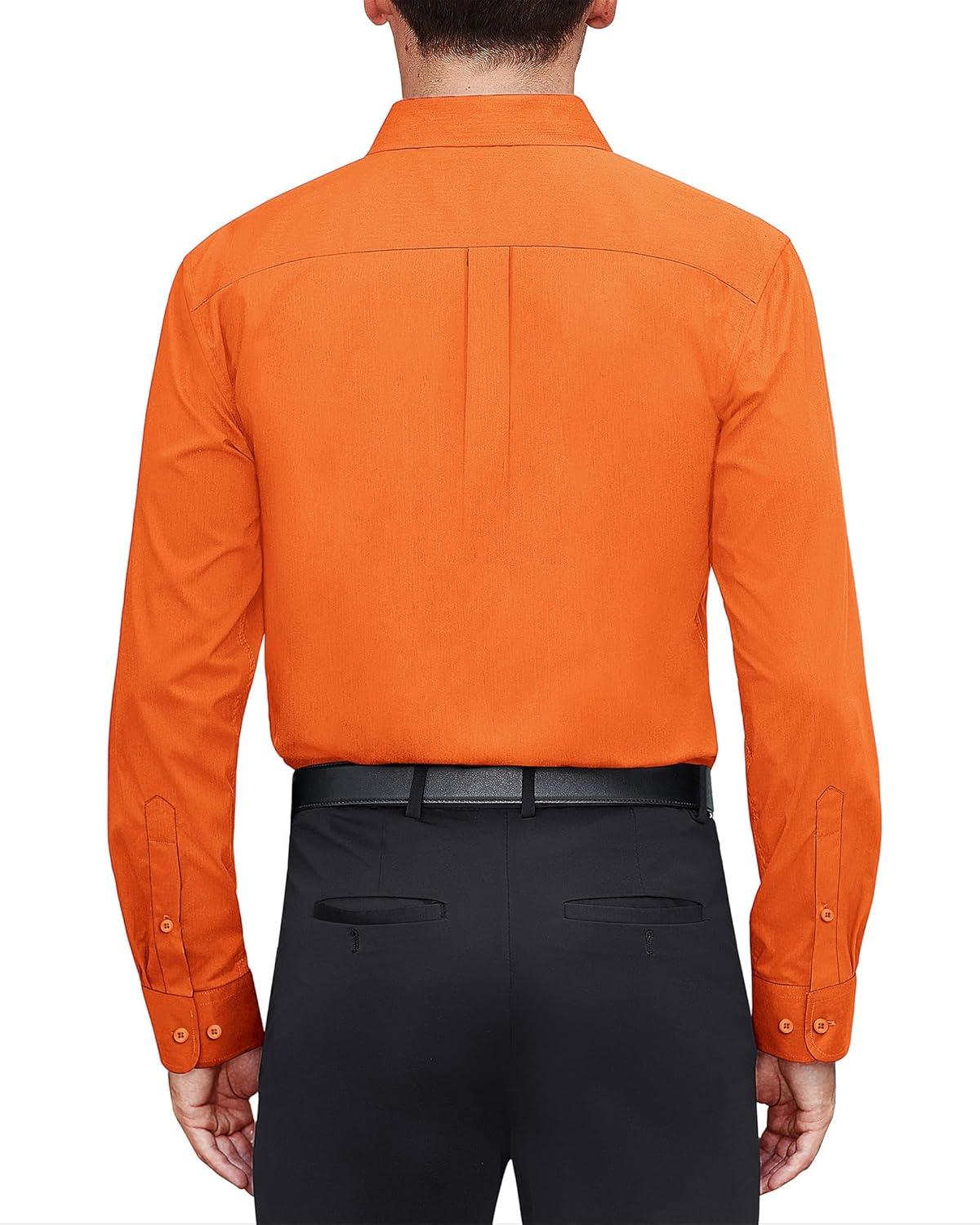 imageJVER Mens Dress Shirts Stretch Stain Shield Long Sleeve Solid Formal Shirt Business Casual Button Down ShirtsBurnt Orange