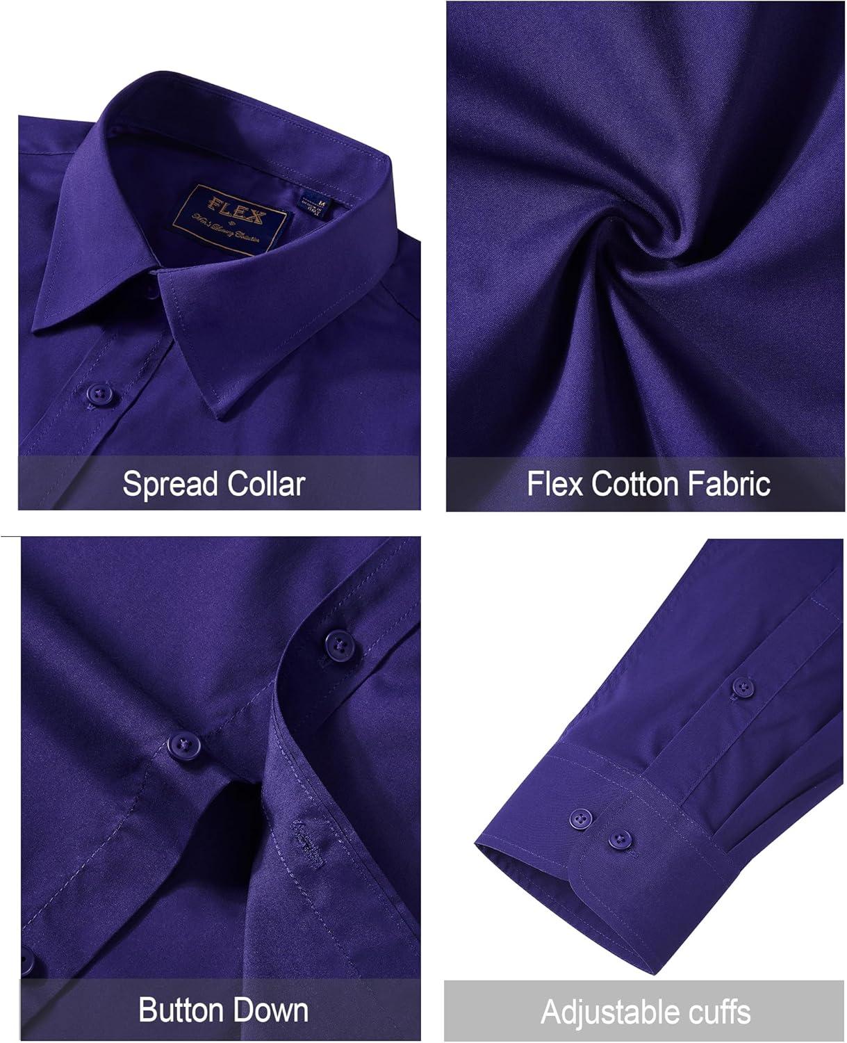 imageJVER Mens Dress Shirts Stretch Stain Shield Long Sleeve Solid Formal Shirt Business Casual Button Down ShirtsDark Purple