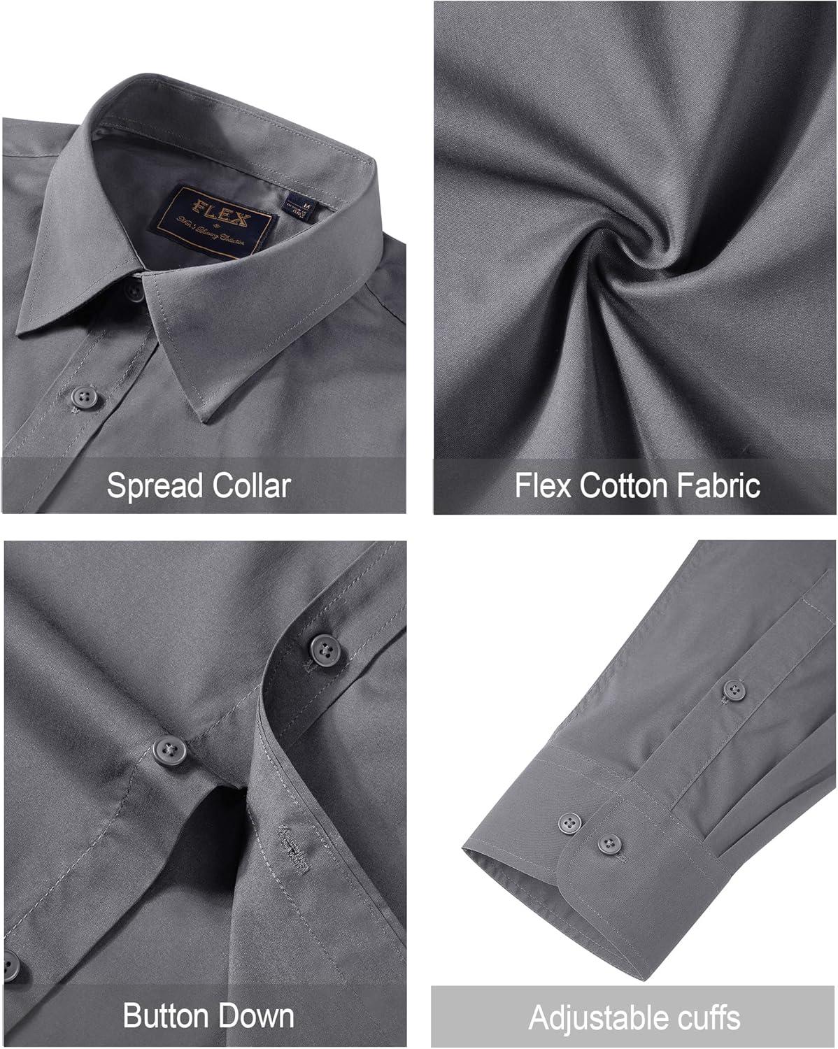 imageJVER Mens Dress Shirts Stretch Stain Shield Long Sleeve Solid Formal Shirt Business Casual Button Down ShirtsGrey