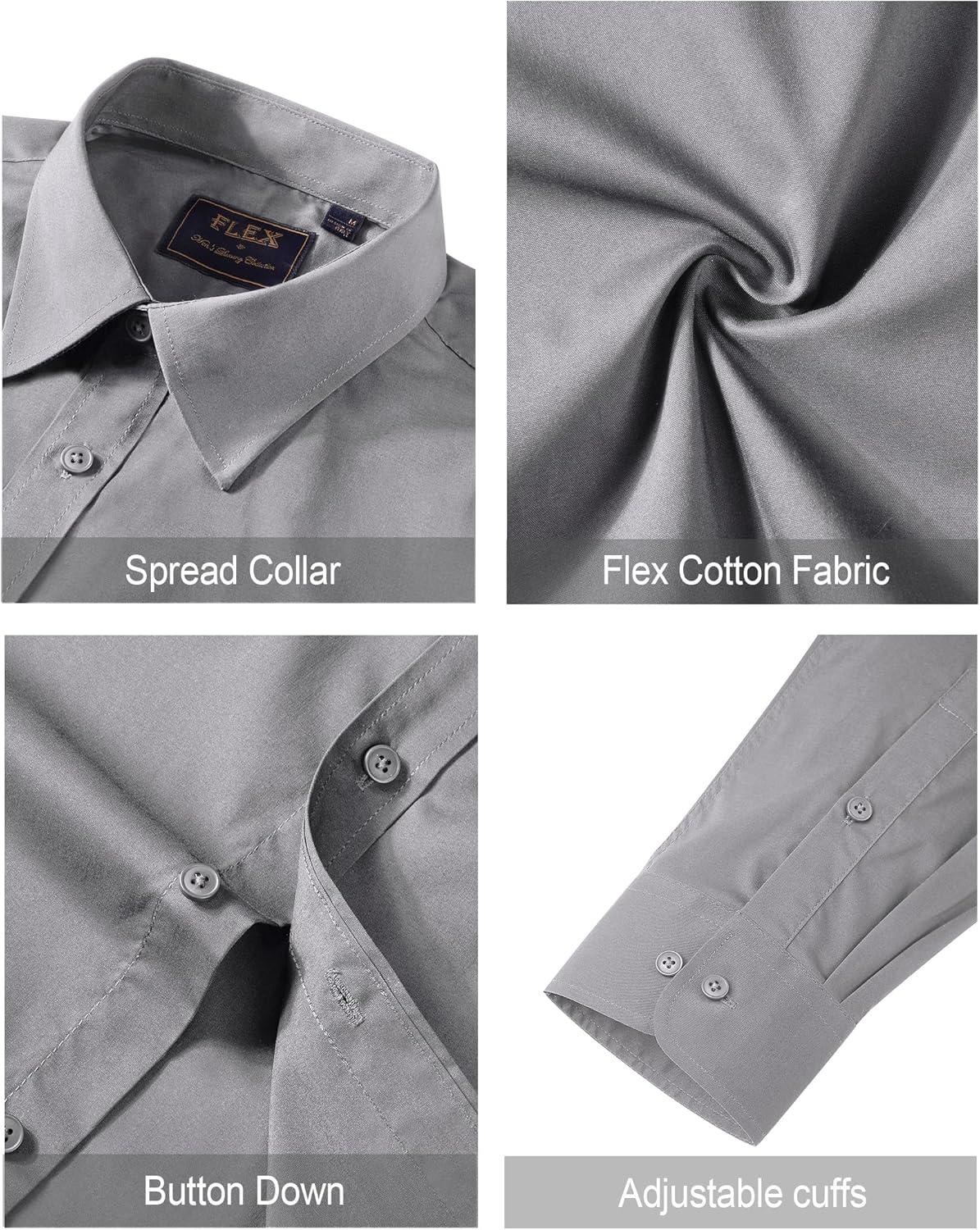 imageJVER Mens Dress Shirts Stretch Stain Shield Long Sleeve Solid Formal Shirt Business Casual Button Down ShirtsLight Grey