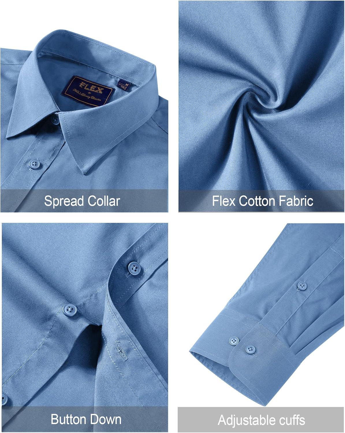 imageJVER Mens Dress Shirts Stretch Stain Shield Long Sleeve Solid Formal Shirt Business Casual Button Down ShirtsMist Blue