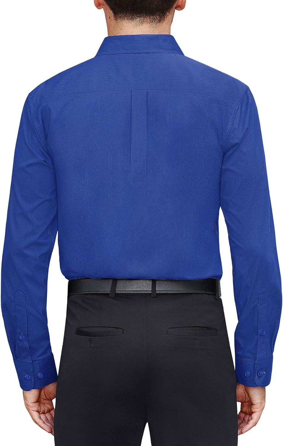imageJVER Mens Dress Shirts Stretch Stain Shield Long Sleeve Solid Formal Shirt Business Casual Button Down ShirtsRoyal Blue
