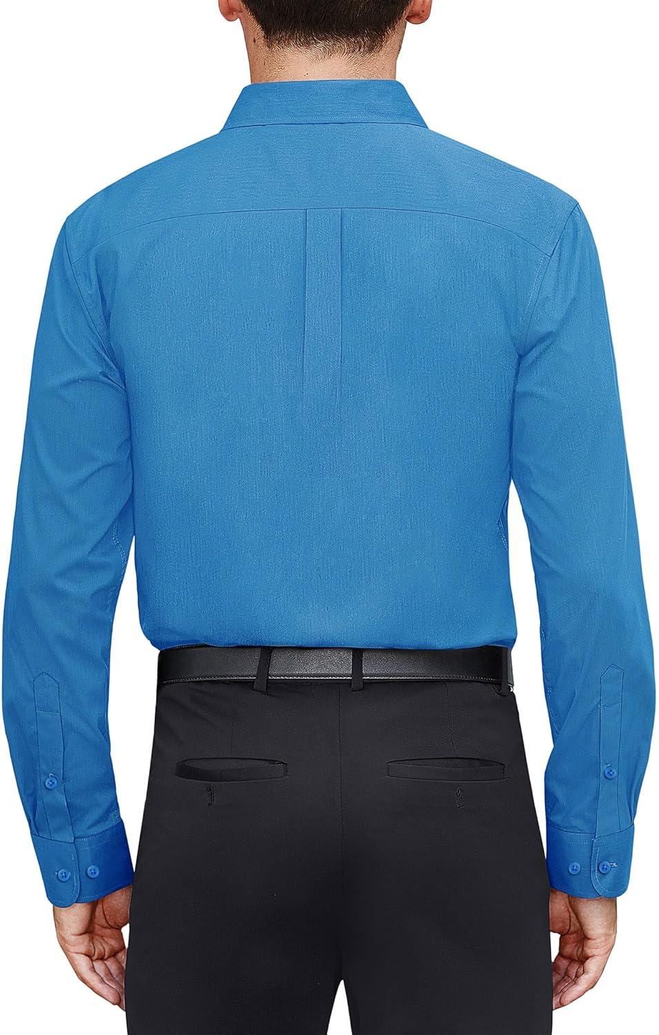 imageJVER Mens Dress Shirts Stretch Stain Shield Long Sleeve Solid Formal Shirt Business Casual Button Down ShirtsTurquoise