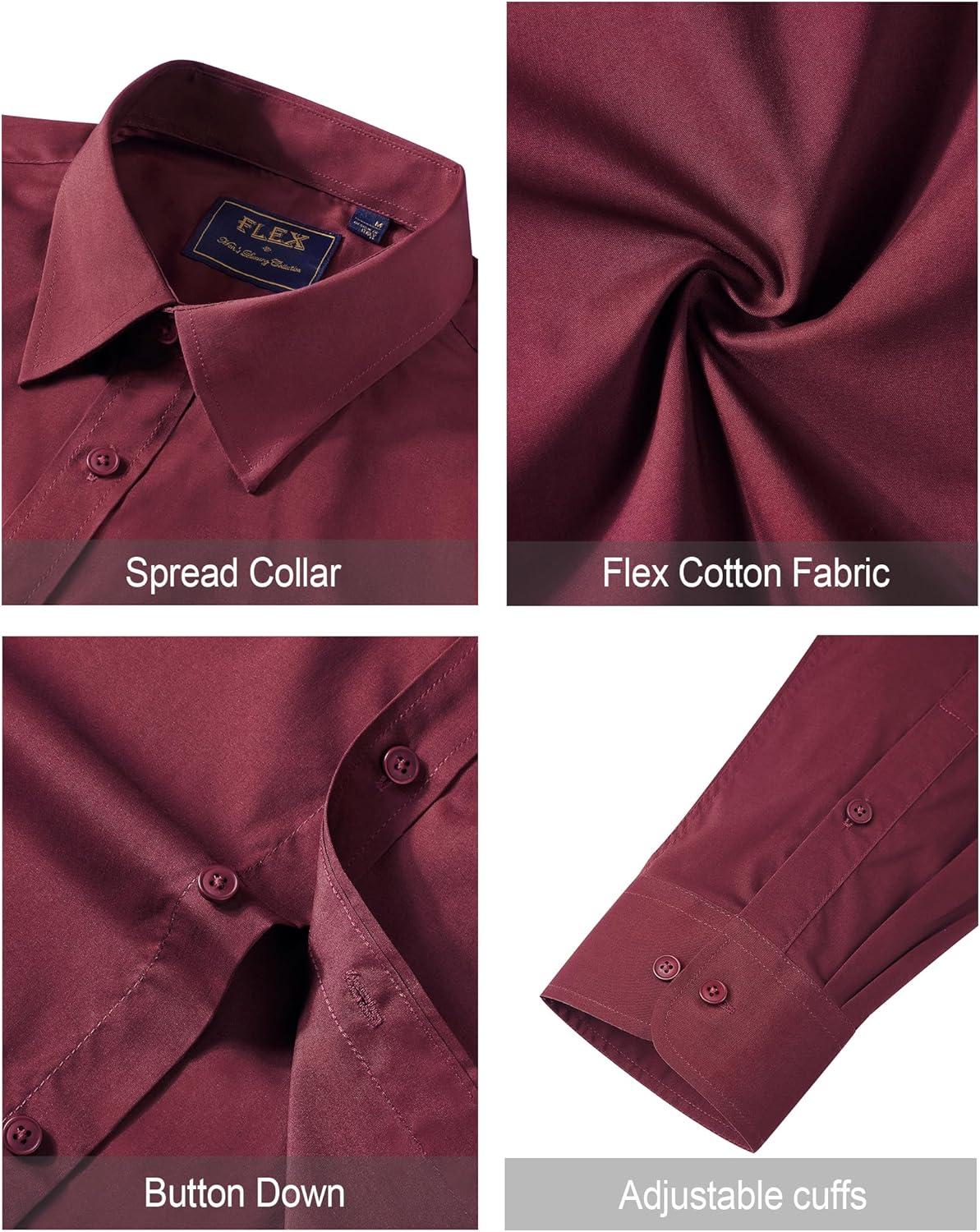 imageJVER Mens Dress Shirts Stretch Stain Shield Long Sleeve Solid Formal Shirt Business Casual Button Down ShirtsWine Red