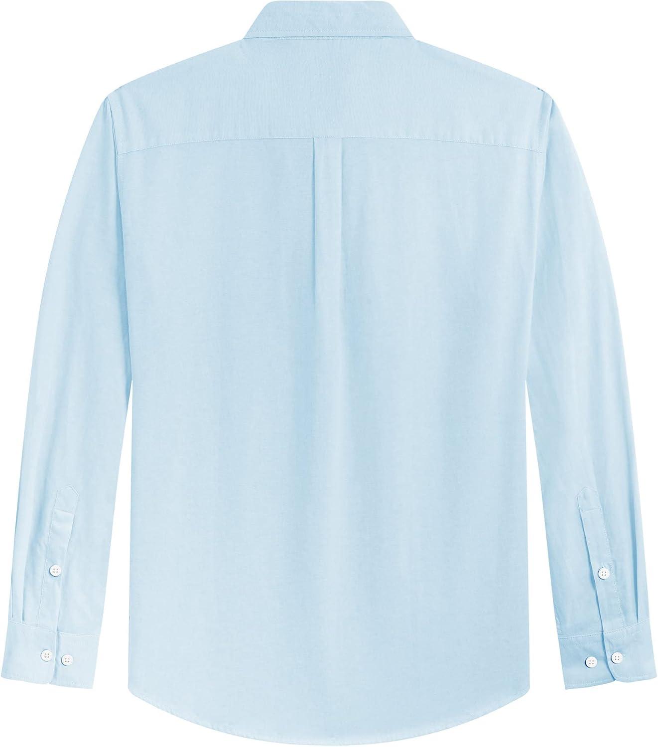imageJVER Mens Oxford Shirt Solid Casual Button Down Collar Shirts Long Sleeve Dress Shirts with PocketAqua