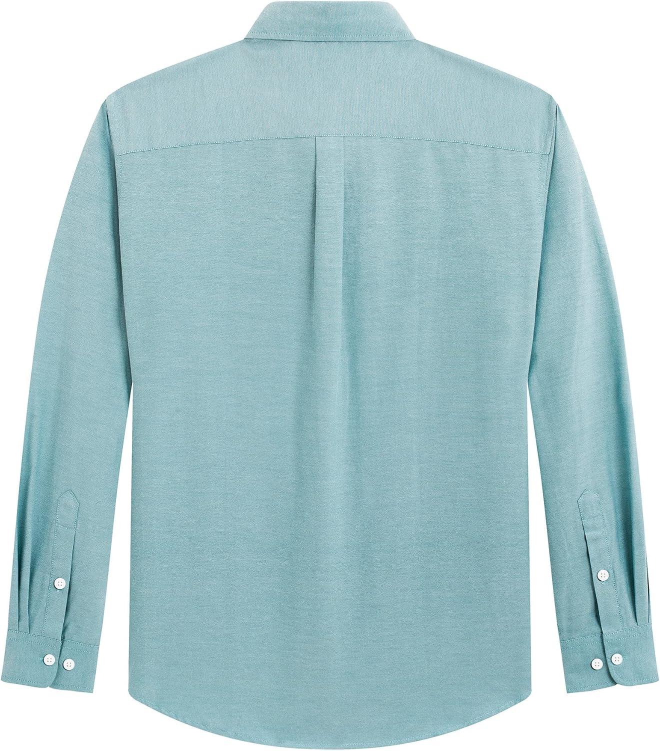 imageJVER Mens Oxford Shirt Solid Casual Button Down Collar Shirts Long Sleeve Dress Shirts with PocketDark Green