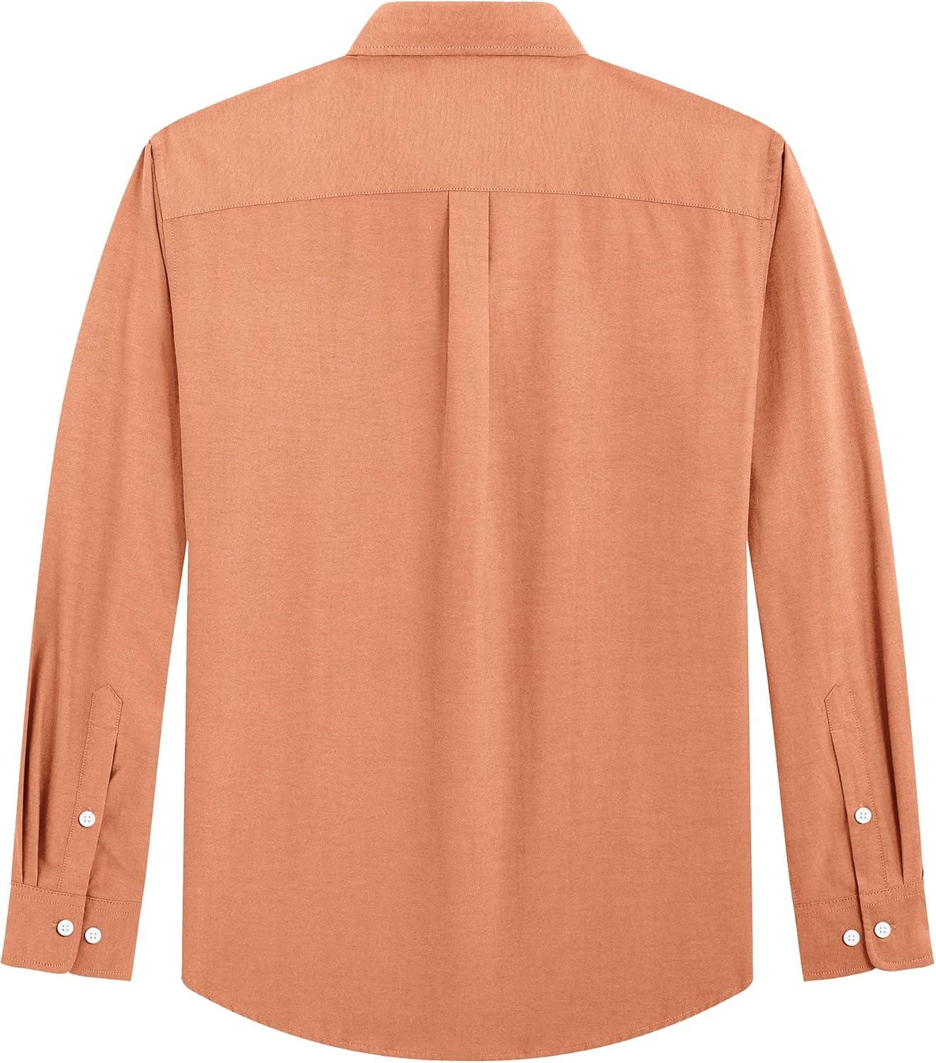 imageJVER Mens Oxford Shirt Solid Casual Button Down Collar Shirts Long Sleeve Dress Shirts with PocketOrange