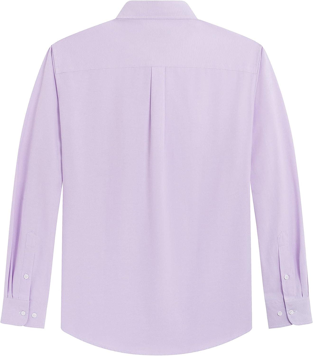 imageJVER Mens Oxford Shirt Solid Casual Button Down Collar Shirts Long Sleeve Dress Shirts with PocketPurple