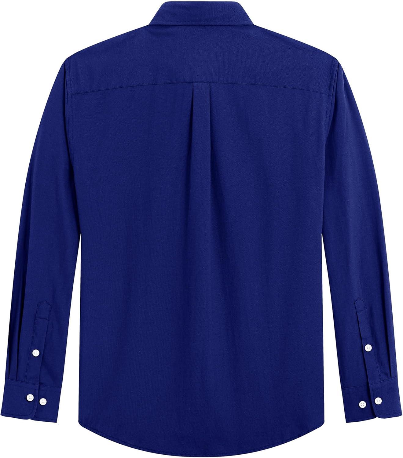 imageJVER Mens Oxford Shirt Solid Casual Button Down Collar Shirts Long Sleeve Dress Shirts with PocketRoyal Blue