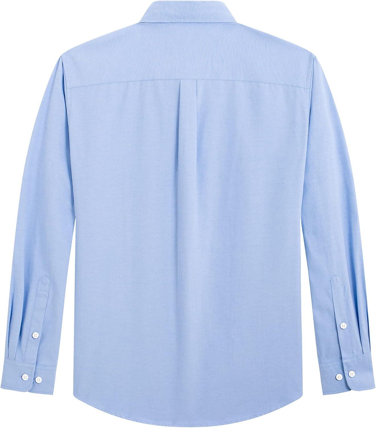 imageJVER Mens Oxford Shirt Solid Casual Button Down Collar Shirts Long Sleeve Dress Shirts with PocketSky Blue