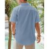 imageJVER Mens Cotton Linen Short Sleeve Shirts Casual Lightweight Button Down Shirts Vacation Beach Summer Tops with PocketAiry Blue