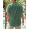 imageJVER Mens Cotton Linen Short Sleeve Shirts Casual Lightweight Button Down Shirts Vacation Beach Summer Tops with PocketArmy Green