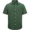 imageJVER Mens Cotton Linen Short Sleeve Shirts Casual Lightweight Button Down Shirts Vacation Beach Summer Tops with PocketArmy Green