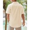 imageJVER Mens Cotton Linen Short Sleeve Shirts Casual Lightweight Button Down Shirts Vacation Beach Summer Tops with PocketBeige