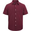 imageJVER Mens Cotton Linen Short Sleeve Shirts Casual Lightweight Button Down Shirts Vacation Beach Summer Tops with PocketBurgundy