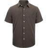 imageJVER Mens Cotton Linen Short Sleeve Shirts Casual Lightweight Button Down Shirts Vacation Beach Summer Tops with PocketCoffee