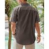 imageJVER Mens Cotton Linen Short Sleeve Shirts Casual Lightweight Button Down Shirts Vacation Beach Summer Tops with PocketCoffee