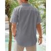 imageJVER Mens Cotton Linen Short Sleeve Shirts Casual Lightweight Button Down Shirts Vacation Beach Summer Tops with PocketDark Grey