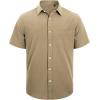 imageJVER Mens Cotton Linen Short Sleeve Shirts Casual Lightweight Button Down Shirts Vacation Beach Summer Tops with PocketDark Khaki