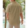 imageJVER Mens Cotton Linen Short Sleeve Shirts Casual Lightweight Button Down Shirts Vacation Beach Summer Tops with PocketDark Khaki