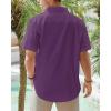 imageJVER Mens Cotton Linen Short Sleeve Shirts Casual Lightweight Button Down Shirts Vacation Beach Summer Tops with PocketDark Purple