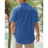 imageJVER Mens Cotton Linen Short Sleeve Shirts Casual Lightweight Button Down Shirts Vacation Beach Summer Tops with PocketDenim Blue