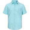 imageJVER Mens Cotton Linen Short Sleeve Shirts Casual Lightweight Button Down Shirts Vacation Beach Summer Tops with PocketFluorescent Blue