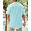 imageJVER Mens Cotton Linen Short Sleeve Shirts Casual Lightweight Button Down Shirts Vacation Beach Summer Tops with PocketFluorescent Blue