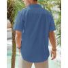 imageJVER Mens Cotton Linen Short Sleeve Shirts Casual Lightweight Button Down Shirts Vacation Beach Summer Tops with PocketGrey Blue