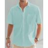 imageJVER Mens Cotton Linen Short Sleeve Shirts Casual Lightweight Button Down Shirts Vacation Beach Summer Tops with PocketGrey Green