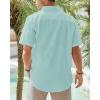 imageJVER Mens Cotton Linen Short Sleeve Shirts Casual Lightweight Button Down Shirts Vacation Beach Summer Tops with PocketGrey Green