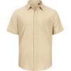 imageJVER Mens Cotton Linen Short Sleeve Shirts Casual Lightweight Button Down Shirts Vacation Beach Summer Tops with PocketKhaki