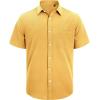 imageJVER Mens Cotton Linen Short Sleeve Shirts Casual Lightweight Button Down Shirts Vacation Beach Summer Tops with PocketLemon Yellow