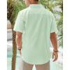 imageJVER Mens Cotton Linen Short Sleeve Shirts Casual Lightweight Button Down Shirts Vacation Beach Summer Tops with PocketLight Green