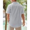 imageJVER Mens Cotton Linen Short Sleeve Shirts Casual Lightweight Button Down Shirts Vacation Beach Summer Tops with PocketLight Grey