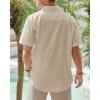 imageJVER Mens Cotton Linen Short Sleeve Shirts Casual Lightweight Button Down Shirts Vacation Beach Summer Tops with PocketLight Khaki
