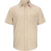 imageJVER Mens Cotton Linen Short Sleeve Shirts Casual Lightweight Button Down Shirts Vacation Beach Summer Tops with PocketLight Khaki